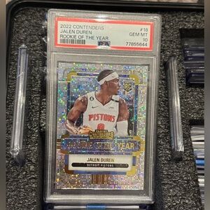 🔥 2022 Jalen Duren Panini Contenders Rookie of the Year Rookie Card. PSA 10🔥
